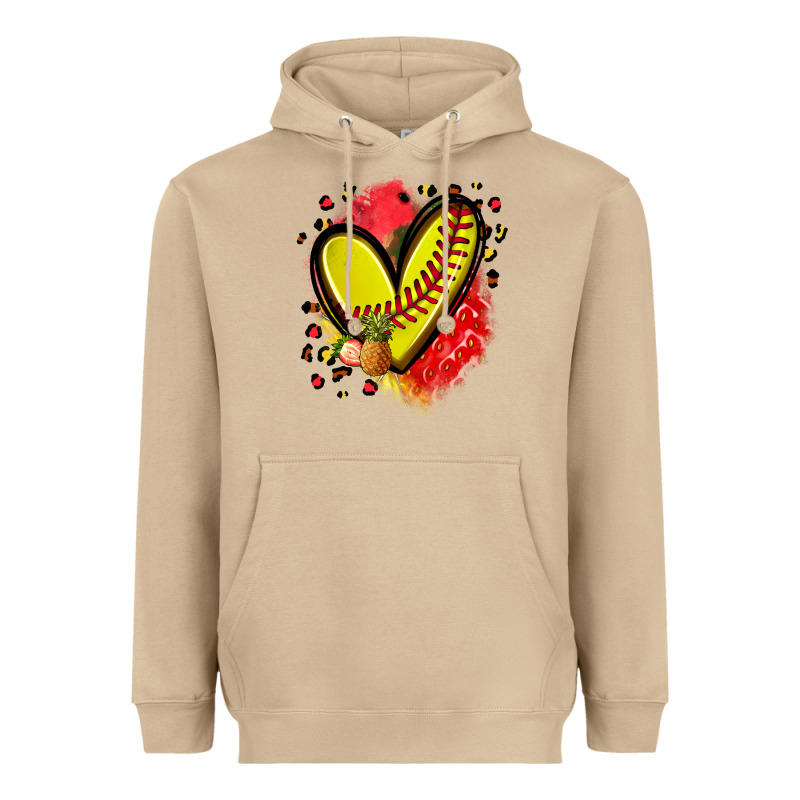 Fruits And Softball Heart Heavyweight Hoodie by Zillion Design Studio | Teevron