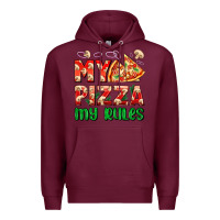 Burgundy my pizza  my rules Premium Hoodie - AdoDesignShop