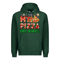 Sports Green my pizza  my rules Premium Hoodie - AdoDesignShop