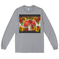 Heather Grey ladybug mushrooms Long Sleeve Tee - BarkalooDesign