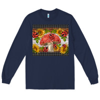 Navy ladybug mushrooms Long Sleeve Tee - BarkalooDesign