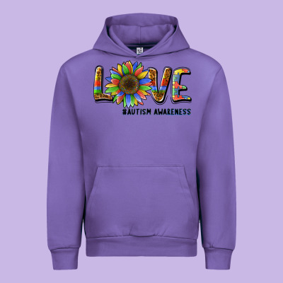 Love Sunflower Autism Awareness Urban Hoodie Designed By Barkaloodesign