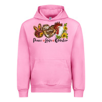 Fuchsia Pink Peace Love Rooster With Sunflower Urban Hoodie - LillyAllenDesigns
