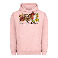 Pigment Salmon Peace Love Rooster With Sunflower Urban Hoodie - LillyAllenDesigns