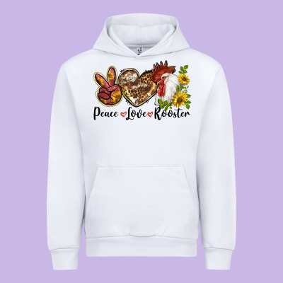 Peace Love Rooster With Sunflower Urban Hoodie Designed By Lillyallendesigns