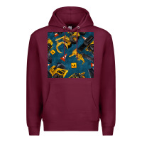 Burgundy construction vehicles seamless pattern Premium Hoodie - BundleAndBundleShop