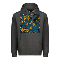 Charcoal Heather construction vehicles seamless pattern Premium Hoodie - BundleAndBundleShop