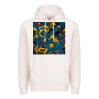 Pale Pink construction vehicles seamless pattern Premium Hoodie - BundleAndBundleShop