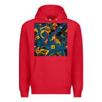 Red construction vehicles seamless pattern Premium Hoodie - BundleAndBundleShop