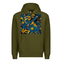 Army Green construction vehicles seamless pattern Premium Hoodie - BundleAndBundleShop