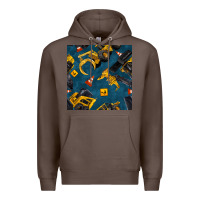 Coffee construction vehicles seamless pattern Premium Hoodie - BundleAndBundleShop