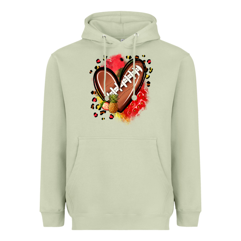 Fruits And Football Heart Heavyweight Hoodie by Zillion Design Studio | Teevron