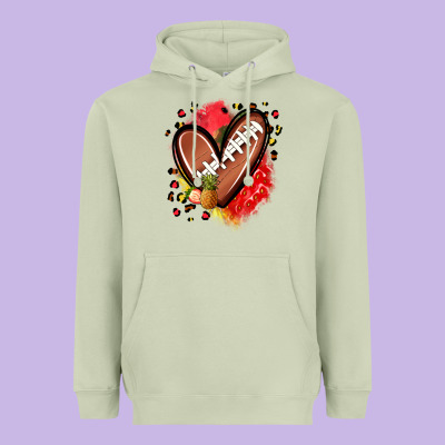 Fruits And Football Heart Heavyweight Hoodie Designed By Zillion Design Studio
