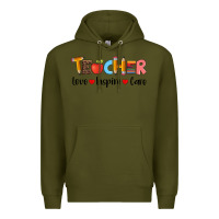 Army Green teacher love inspıre care wıth  and pen Premium Hoodie - Artiststas