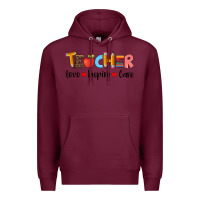 Burgundy teacher love inspıre care wıth  and pen Premium Hoodie - Artiststas