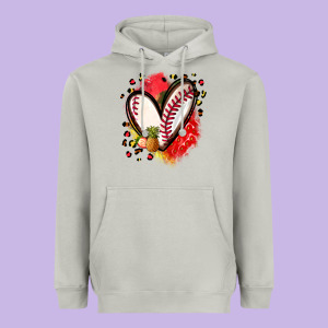 Fruits And Baseball Heart Heavyweight Hoodie Designed By Zillion Design Studio