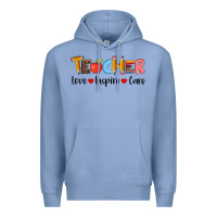 Colony Blue teacher love inspıre care wıth  and pen Premium Hoodie - Artiststas