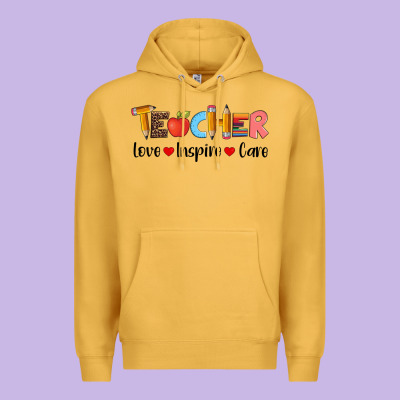 Teacher Love Inspıre Care Wıth  And Pen Premium Hoodie Designed By Artiststas