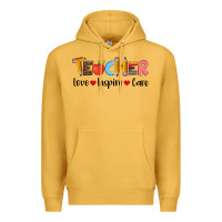 Mustard teacher love inspıre care wıth  and pen Premium Hoodie - Artiststas