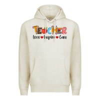 Oatmeal Heather teacher love inspıre care wıth  and pen Premium Hoodie - Artiststas