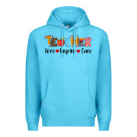 Ocean Blue teacher love inspıre care wıth  and pen Premium Hoodie - Artiststas