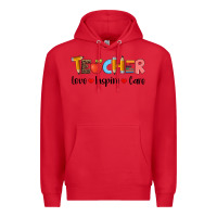 Red teacher love inspıre care wıth  and pen Premium Hoodie - Artiststas