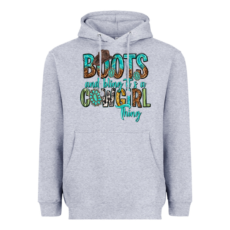 Boots And Bling Its A Cowgirl Thing Heavyweight Hoodie by texasbilliewilder | Teevron