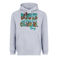 Heather Grey boots and bling its a cowgirl thing Heavyweight Hoodie - texasbilliewilder