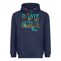 Navy boots and bling its a cowgirl thing Heavyweight Hoodie - texasbilliewilder