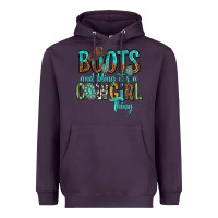 Plum boots and bling its a cowgirl thing Heavyweight Hoodie - texasbilliewilder
