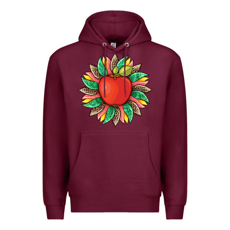Teacher Apple And Sunflower With Leopard And Tooled Leather Premium Hoodie by Artiststas | Teevron