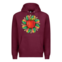Burgundy teacher apple and sunflower with leopard and tooled leather Premium Hoodie - Artiststas