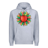 Heather Grey teacher apple and sunflower with leopard and tooled leather Premium Hoodie - Artiststas