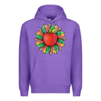 Purple teacher apple and sunflower with leopard and tooled leather Premium Hoodie - Artiststas