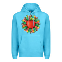Ocean Blue teacher apple and sunflower with leopard and tooled leather Premium Hoodie - Artiststas