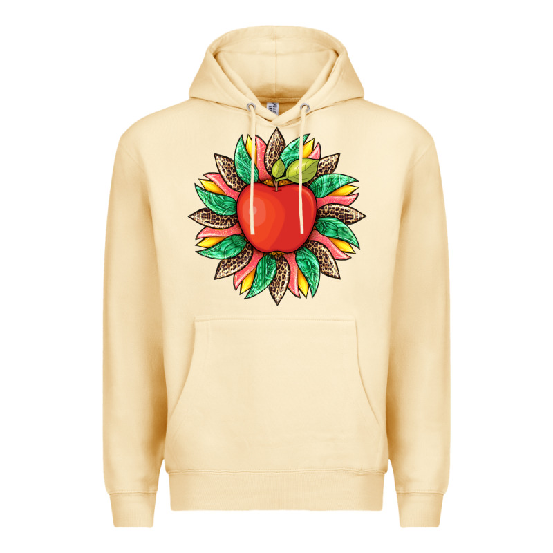 Teacher Apple And Sunflower With Leopard And Tooled Leather Premium Hoodie by Artiststas | Teevron