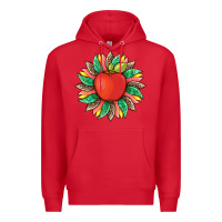 Red teacher apple and sunflower with leopard and tooled leather Premium Hoodie - Artiststas