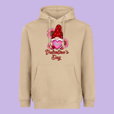 Happy Valentine's Day Gnomes With Sunflower Heavyweight Hoodie Designed By Ranaportraitstore