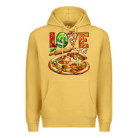 Antique Gold love pizza Premium Hoodie - AdoDesignShop
