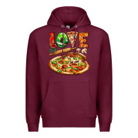 Burgundy love pizza Premium Hoodie - AdoDesignShop