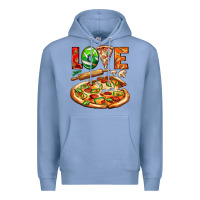 Colony Blue love pizza Premium Hoodie - AdoDesignShop