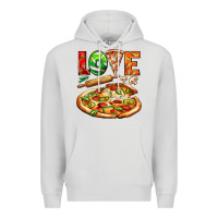 Dove Grey love pizza Premium Hoodie - AdoDesignShop