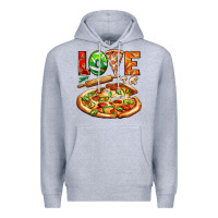 Heather Grey love pizza Premium Hoodie - AdoDesignShop
