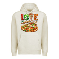 Oatmeal Heather love pizza Premium Hoodie - AdoDesignShop