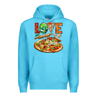 Ocean Blue love pizza Premium Hoodie - AdoDesignShop