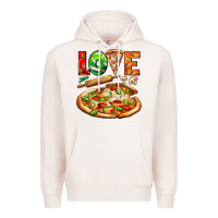Pale Pink love pizza Premium Hoodie - AdoDesignShop