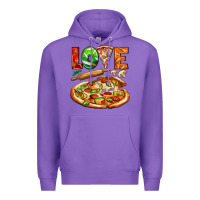 Purple love pizza Premium Hoodie - AdoDesignShop