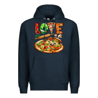 Navy love pizza Premium Hoodie - AdoDesignShop