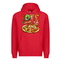 Red love pizza Premium Hoodie - AdoDesignShop
