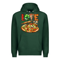 Sports Green love pizza Premium Hoodie - AdoDesignShop